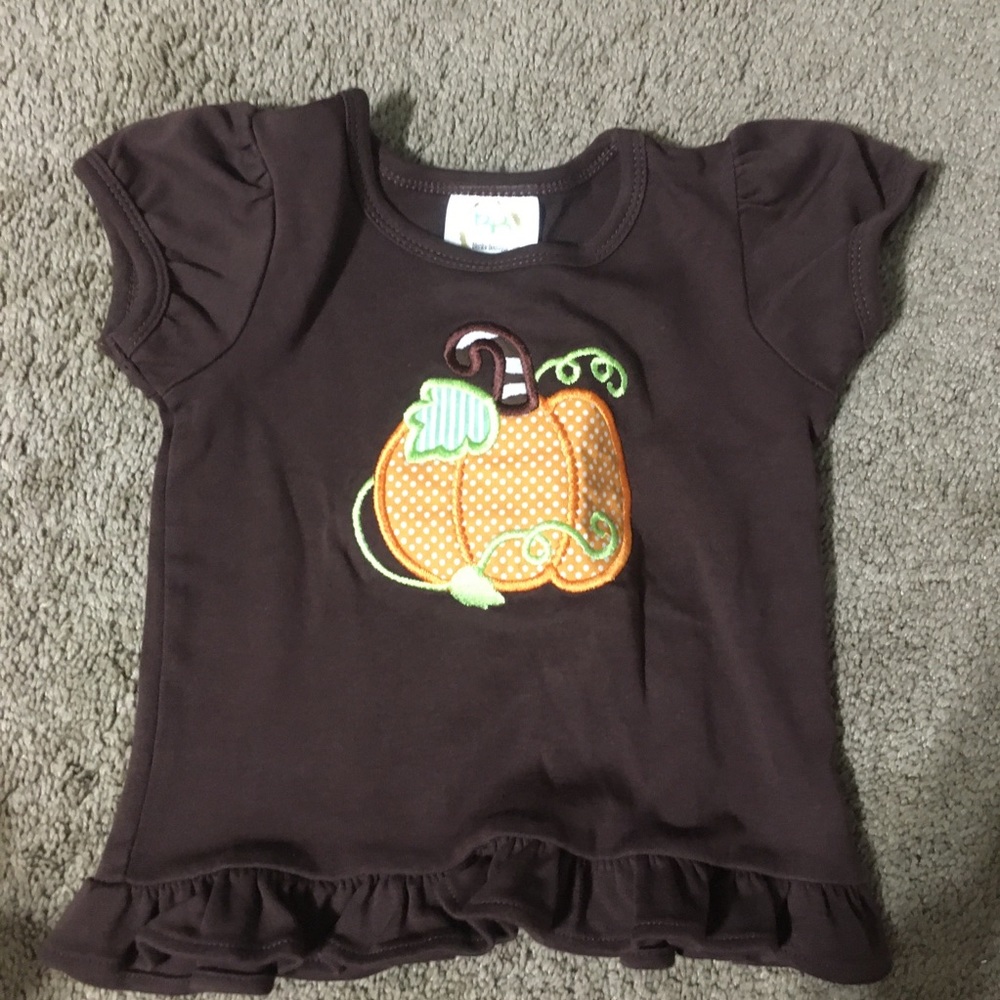 Girls Pumpkin Monogramed Shirt 18 Months